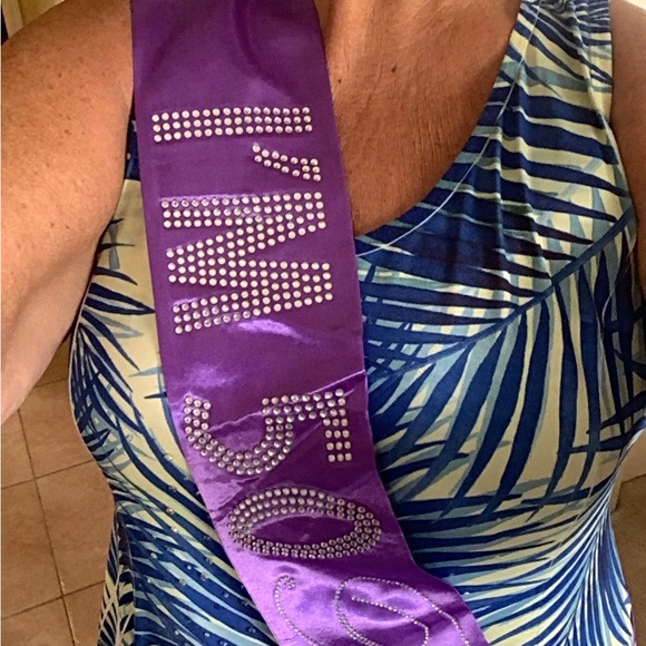 Party satin purple party banner cross shoulder with bling 50 years 💕💕💕 - Picture 1 of 12